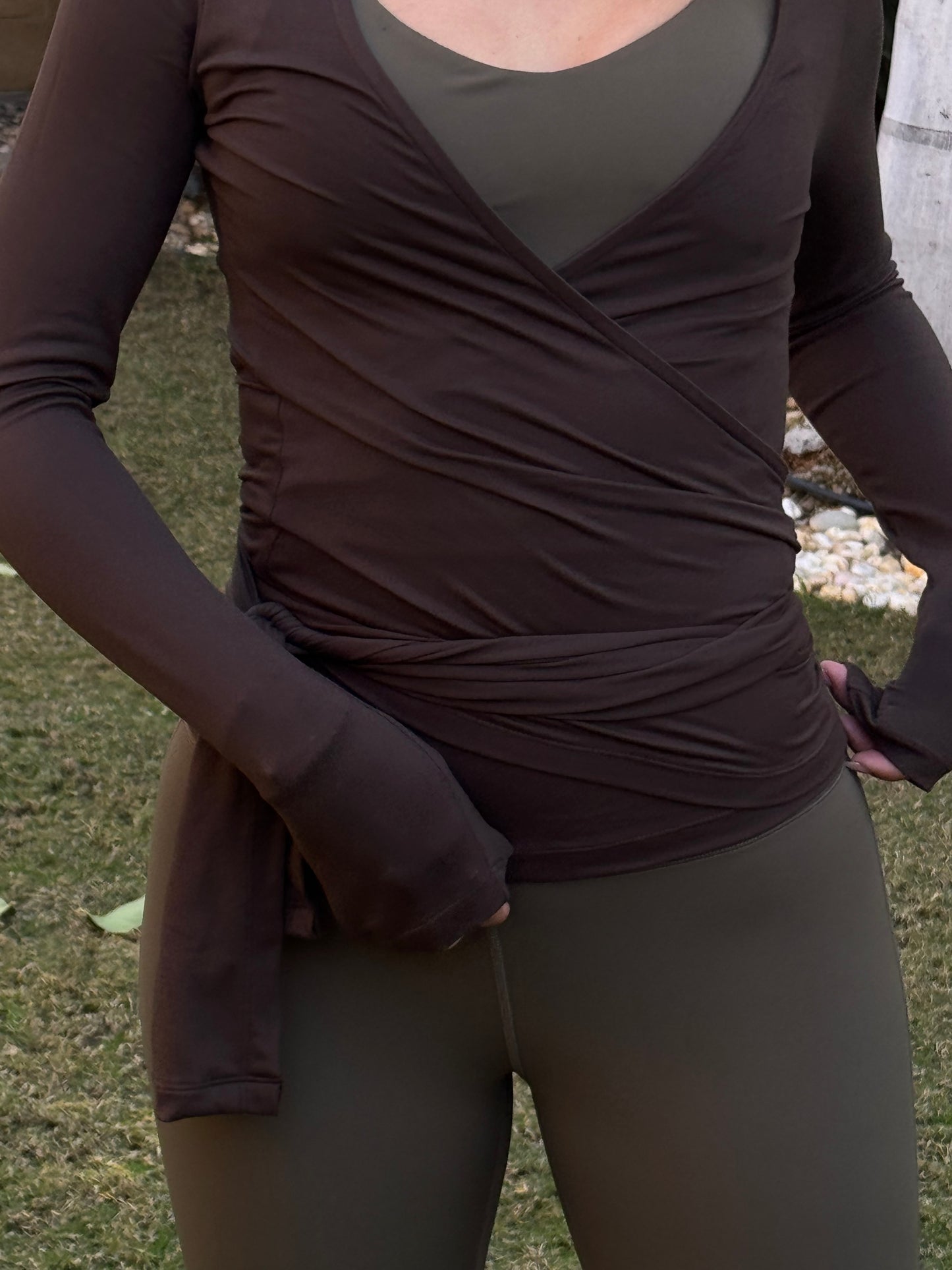 Wrap brown top